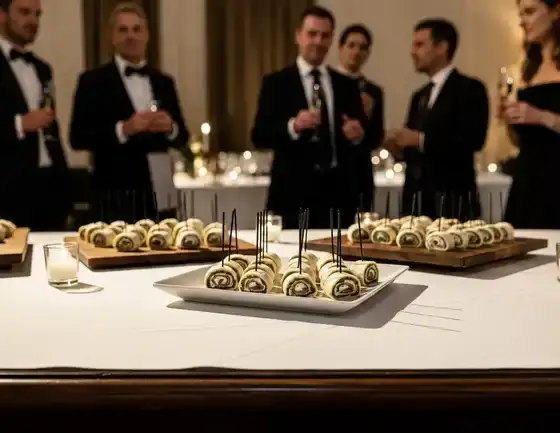 Canapes served at a black tie event